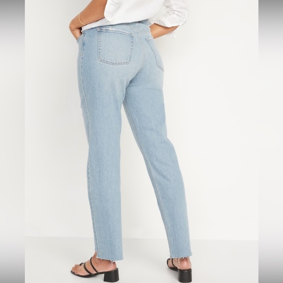 Old Navy Slouchy Straight Light Wash Frayed Jeans Size 14 Tall - Picture 4 of 14